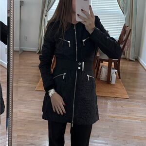 Moncler Quilted Belt Coat - Navy, Size I (XS/S)